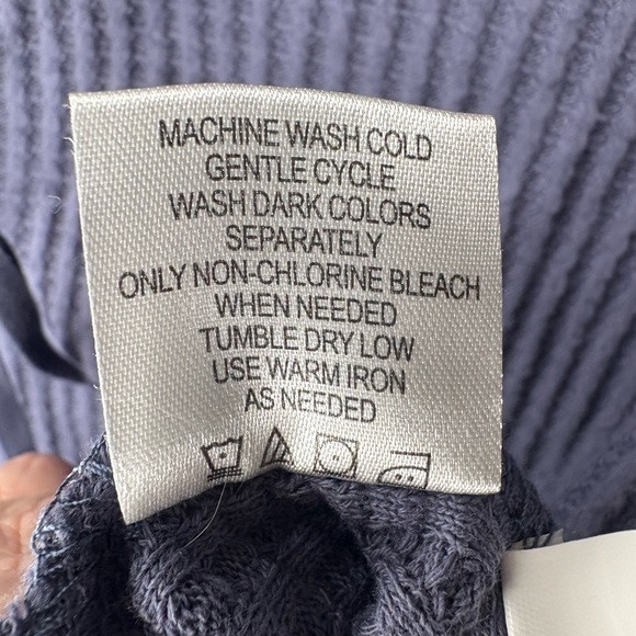 Marsh River Nightshadow Blue Waffle Knit Cowl Neck Pullover Top Size L - Picture 3 of 7